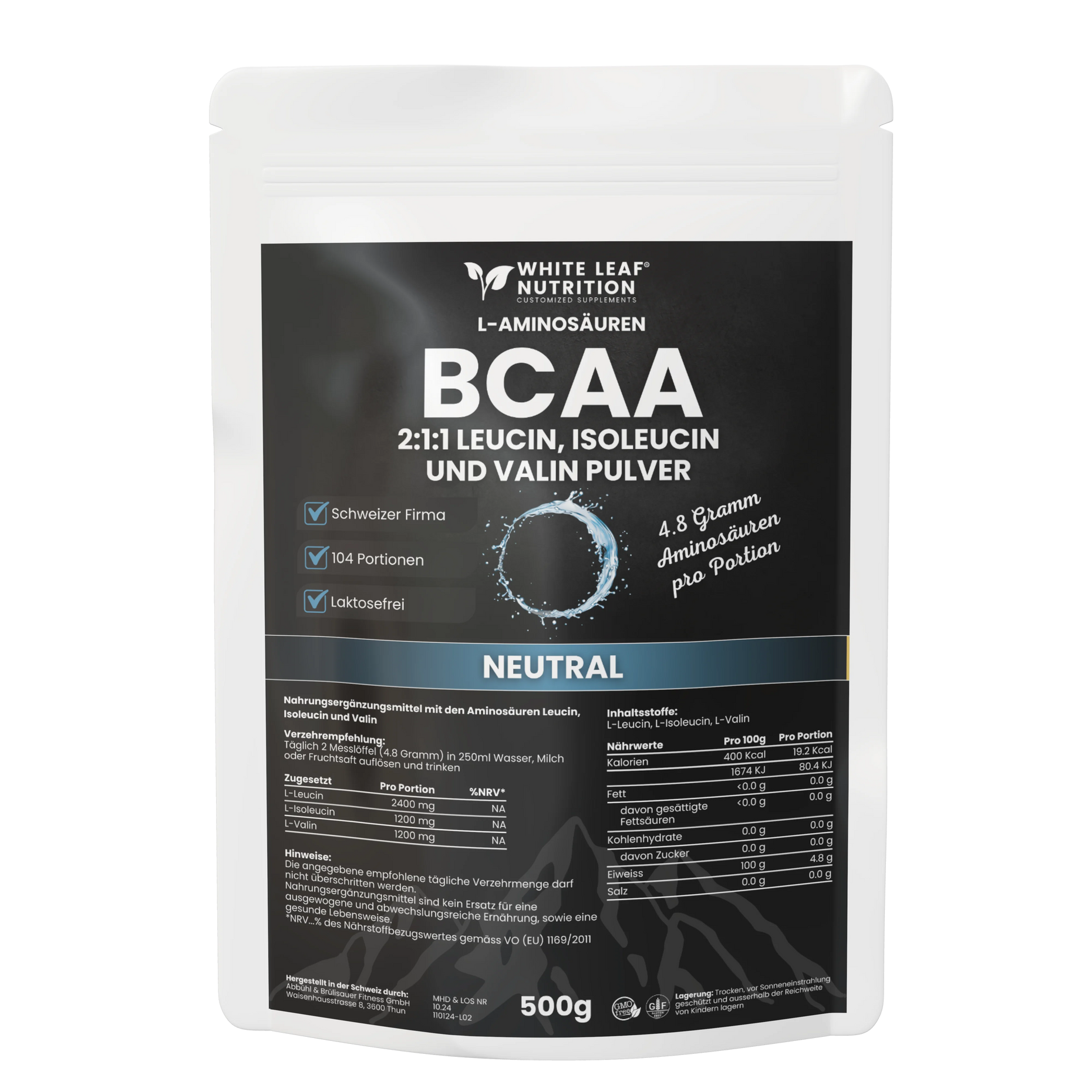 BCAA PULVER kaufen Schweizer Qualität schnell geliefert White