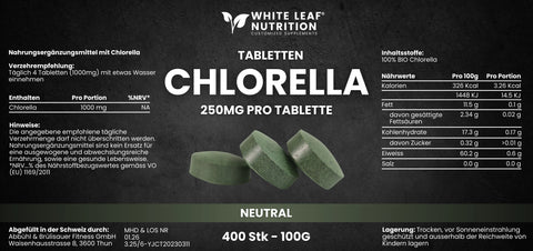 Chlorella Tabs - 400 Stück pro Packung White Leaf Nutrition